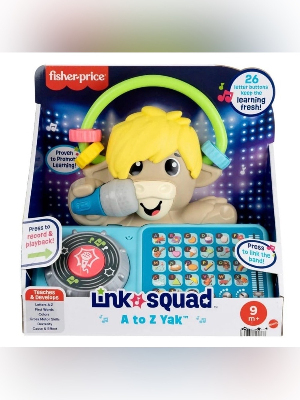 🆕 Fisher Price Link Squad A to Z Yak Baby Learning Toy With Music & Lights